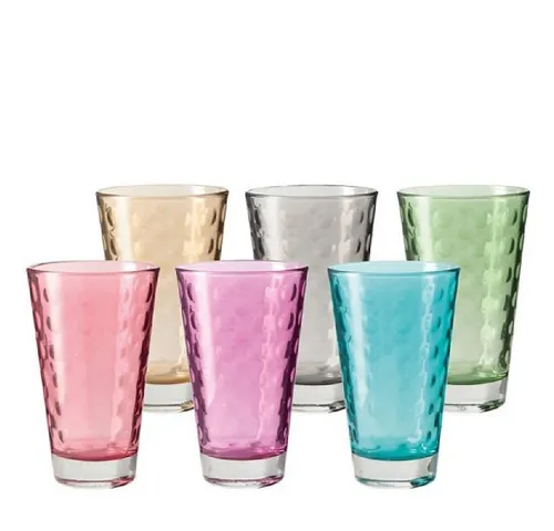 LEONARDO Longdrinkglas Optic, 6-teilig, 300 ml - Longdrinkgläser mit faszinierender Lichtbrechung und langlebigen, lichtechten Colori Farben – ideal für stilvolle Drinks und besondere Anlässe.