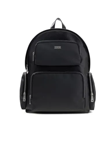 GUESS Boston Backpack Rucksack Schwarz - Stylischer Rucksack für Laptop, verstellbare Tragegurte und modernes Design. Ideal für den Alltag und auf Reisen, aus strapazierfähigem Material gefertigt.