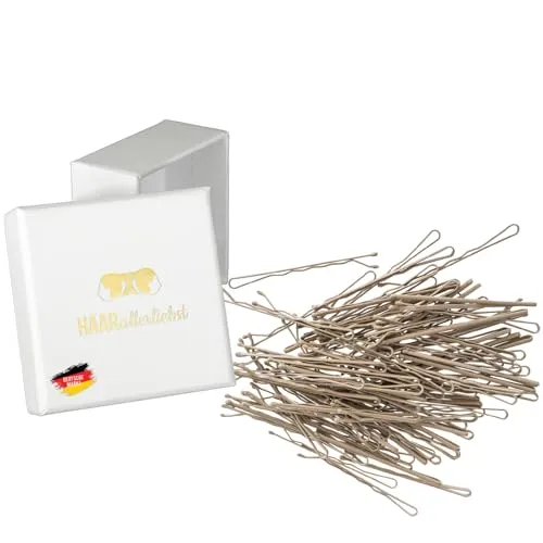 HAARallerliebst 100 Haarnadeln - 5 cm Bobby Pins - beige für blonde Haare – Haarklemmen Damen & Hair Pins in weisser Box - Perfekte Haarnadel für Styling & Halt