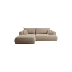Ecksofa mit Schlaffunktion Ovo, braun - Modernes Design - Polstermöbel - Ecksofa mit Schlaffunktion und Bettkasten, ideal für kleine Räume. Maße: B: 260 cm, H: 93 cm. Hochwertige Materialien für besten Komfort.