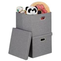 Faltbox Ordnungsbox 51 l grau quadratisch - Praktische Aufbewahrungsbox aus Baumwolle und Pappe, ideal für Ordnung in jedem Raum, faltbar und platzsparend.