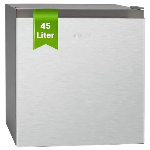 BOMANN Kühlschrank KB 7245 - Mini Kühlschrank mit Gefrierfach - Mini-Kühlschrank, 45L, leise mit nur 39 dB, edelstahloptik, ideal für kleine Räume, Energieeffizienzklasse E.