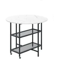 Costway Runder Esstisch Klappbar 2-4 Personen Marmor Optik Weiß