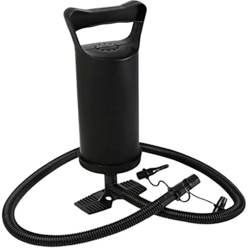 Retoo Luftpumpe Doppelhubpumpe, Manuelle Handpumpe mit 2 Düsenaufsätze, 2X 1,2 Liter Pumpleistung, Handluftpumpe für Pool, Luftmatratzen, Schwarz