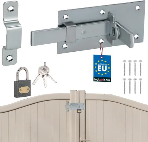 KOTARBAU® Universal-Geraderiegel für Türen, Tore und Vorhängeschlösser, Stahl, 130 mm + Vorhängeschloss