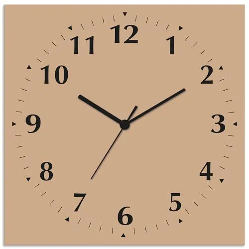 ARTLAND Wanduhr Quadratisch 30x30 cm - Lautloses Alu Design - Wanduhren, geräuschloses Uhrwerk für ungestörte Ruhe, modernes Design in Beige, ideal für Wohnzimmer und Büro, Made in Germany.