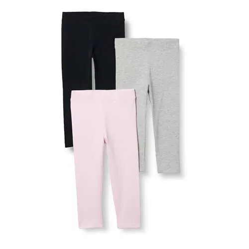Amazon Essentials Mädchen Leggings, 3er-Pack, Grau Meliert/Hellrosa/Schwarz, 8-9 Jahre