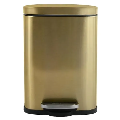 Spirella Treteimer AKIRA aus Edelstahl - Soft-Close - Eleganter 5L Tretmülleimer mit Anti-Fingerabdruck-Beschichtung, ideal für Badezimmer und Küche. Das Slow-Close-System sorgt für sanftes Schließen ohne Lärm.