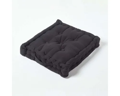 Homescapes Bodenkissen Sitzkissen schwarz 50 x 50 cm - Kissen aus 100% Kaliko Baumwolle, bequem und dekorativ. Ideal als Bodenkissen oder Stuhlauflage, mit praktischem Tragegriff für unterwegs. Verschiedene Designs verfügbar!