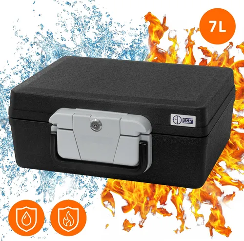 ECD Germany Feuerfeste wasserdichte Dokumentenbox DIN A4 7L