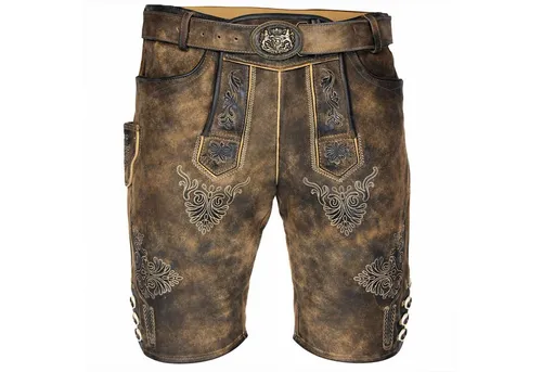 Maddox Trachtenlederhose MADDOX Kurze Lederhose 'Ammersee' mit Gürtel, Nap