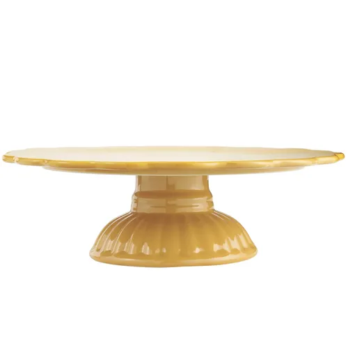 Ib Laursen Tortenplatte Mynte - Fuß Tortenplatte in Senf Gelb - Servierplatte aus hochwertiger Keramik in trendiger Mustard-Farbe, ideal für stilvolle Präsentationen von Torten und Desserts.