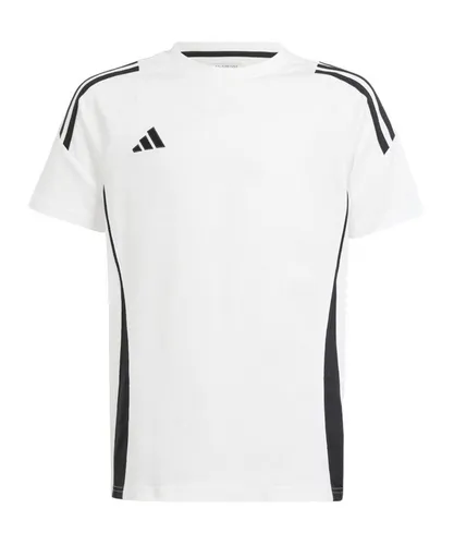adidas Performance Tiro 24 T-Shirt Kids - Kinder-Shirt aus 100% Baumwolle mit AEROREADY-Technologie, ideal für Fußball und sportliche Aktivitäten, in schwarz/weiß.