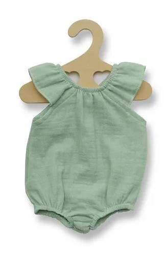 Heless 2413 - Puppen-Body aus 100% Bio-Baumwolle, mint mit Rüschen, kinderleicht an- und ausziehbar für Puppen und Kuscheltiere 35-45 cm