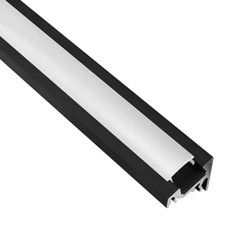 tktrading24 A20 LED Profil Schwarz mit Abdeckung - Premium Eckprofil 30° - 1m milky