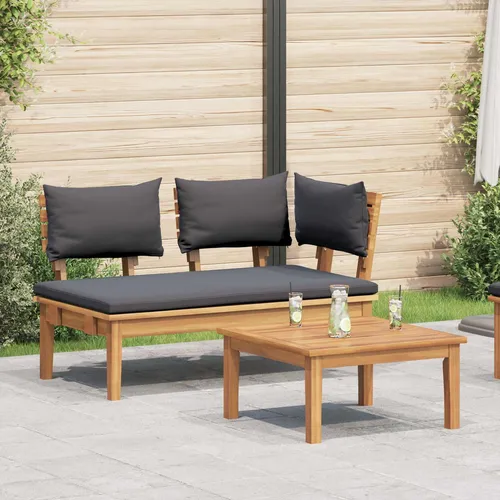 vidaXL Gartenbank 2 pcs Braun Massivholz Teak - Gartenmöbel-Set aus hochwertigem, wetterbeständigem Teakholz, ideal für Terrassen und Balkone. Modernes Design mit stabiler Bauweise für entspannte Stunden im Freien.
