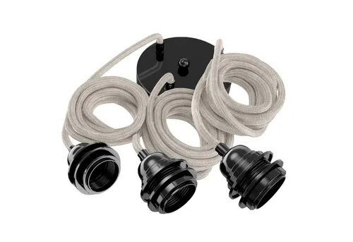 Hoopzi Pendelleuchte 3 Flamming - Vintage Industrial Style - Lampen im modernen Vintage-Design mit 3 E27 Fassungen. Modular einstellbar und perfekt für Esstisch, Wohnzimmer oder Küche. Gestalten Sie Ihren Stil mit verschiedenen Lampenschirmen und Farben!