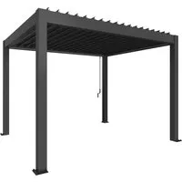 Biohort Pergola 3 x 3,5 - Dunkelgrau-Metallic - Pavillon für optimale Schatten- und Lichtsteuerung mit verstellbaren Lamellen, aus feuerverzinktem Stahl und 20 Jahren Garantie gegen Korrosion. Ideal für entspannte Stunden im Freien!