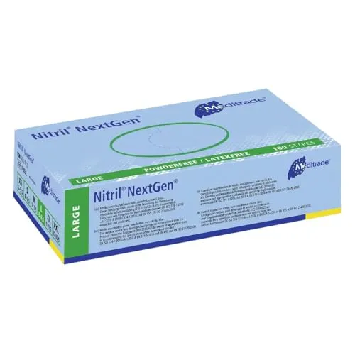 Meditrade Gentle Skin® sensitive Einweghandschuhe natur - puderfrei, mikrogeraut, proteinarm, Latex Untersuchungshandschuhe für Medizin, Pflege, Labor & Industrie - Groß - 10er-Pack à 100 Stück