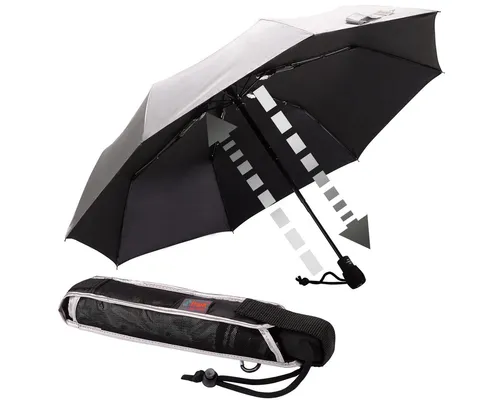 EuroSCHIRM® Trekkingschirm light trek automatic - Stockschirm mit UV-Schutz 50+, integriertem Kompass im Griff und kompakter Größe – ideal für Outdoor-Abenteuer.