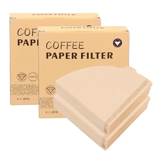 Litinliv Kaffeefilter Papier, 200 Stück V-förmiger Coffee Papierfilter, Natürliche Einweg-Kegelfilter, Kegel Coffee Papierfilter für Handfilter Kaffeemaschinen, Kaffeekanne, Filterbecher (1-2 Tassen)