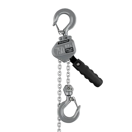 Wiltec Mini Hebelzug bis 750 kg, robuster Handkettenzug 1,5 m Hubhöhe, Kettenzug aus Aluminium, manueller Hebelzug, hochbelastbares Hebemittel
