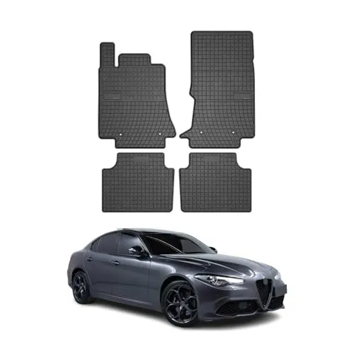 OMAC Auto-Fußmatten für Alfa Romeo Giulia 2015-2025 - Fahrzeugspezifische Gummi-Fußmatten, rutschfest und wasserfest, bieten optimalen Schutz und sind leicht zu reinigen für ein makelloses Fahrerlebnis.