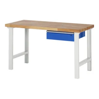 Rau Werkbank Modell 7001 – Robuste Arbeitsfläche aus Massivholz - Die Rau Werkbank Modell 7001 bietet eine langlebige Arbeitsfläche aus 100 % Buche-Massivholz. Mit 40 mm Stärke und 750 kg Flächenlast ist sie ideal für anspruchsvolle Einsätze. Inklusive stabiler Schublade für optimale Organisation.