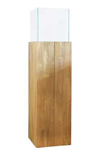 VIVANNO Windlicht-Säule Kerzenständer aus Akazienholz in braun von VIVANNO