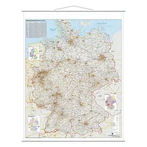 Franken Straßenkarte KAM300, Deutschland - Laminierte Straßenkarte im Maßstab 1:750.000, robust und beschriftbar mit wasserlöslichen Markern, ideal für präzise Planung und Orientierung.