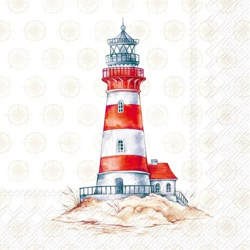 Servietten Lighthouse Leuchtturm Düne Ozean Maritim rot weiß Deko 33x33cm 20