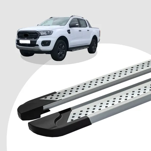 Trittbretter passend für Ford Ranger ab 2015 (Model: VISO, Farbe: Silber) mit AB