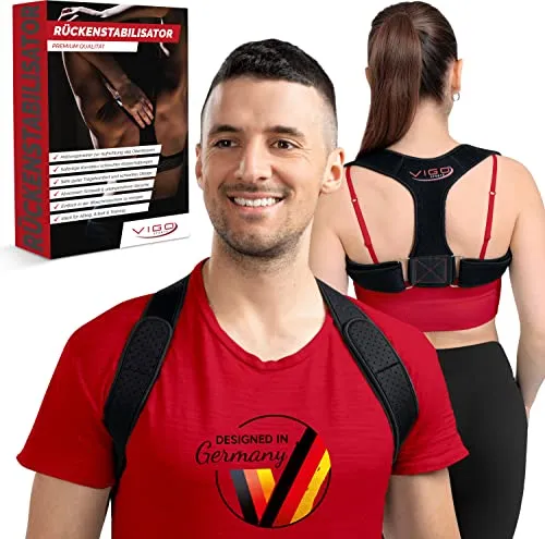 VIGO SPORTS® *NEU* I Rücken Geradehalter für eine effiziente Haltungskorrektur I größenverstellbare Rückenstütze für Damen & Herren I Premium Schultergurt für selbstbewusstes Auftreten (S-M)