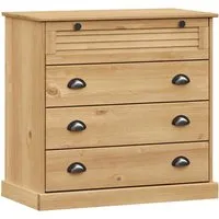 vidaXL Kommode VIGO aus Kiefernholz, 80x40x76 cm - Stilvolle Kommode aus massivem Kiefernholz mit 4 geräumigen Schubladen für optimalen Stauraum. Ideal für kleine Räume und vielseitig einsetzbar im Wohn- oder Schlafzimmer.