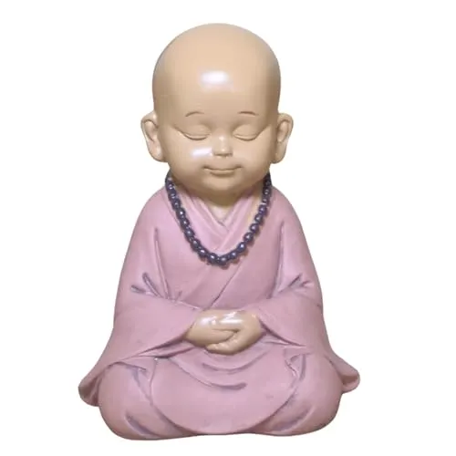 Baby Buddha Statuette SB4 - Zen und Feng Shui Dekoration - um eine entspannende Atmosphäre zu schaffen - Geschenkidee Glücksbringer - Höhe: 10cm - Farbe: Beige und Altrosa - Zen'Light