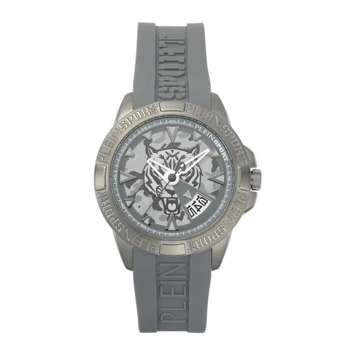 Plein Sport Herrenuhr Touchdown - Hochwertige Armbanduhr für Herren mit Edelstahl-Gehäuse und stylischem grauen Silikonarmband, perfekt für sportliche Anlässe und den Alltag.