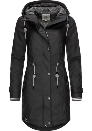 Peak Time Damen Regenjacke wasserdicht mit Kapuze Schwarz Gr. S - Modische, leicht gefütterte Damen Regenjacke mit praktischer Kapuze. Ideal für Frühling und Herbst, atmungsaktiv und tailliert, sorgt für Komfort bei jedem Wetter.