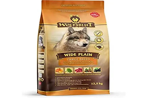 WOLFSBLUT Trockenfutter für Hunde Wide Plain Large Breed, Pferd & Süßkartoffel - Premium Hundefutter für große Rassen, mit Gelenkschutz PLUS für gesunde Gelenke und leicht verdaulichem Pferdefleisch, ideal für aktive Hunde.