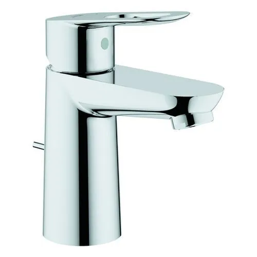 Grohe BauLoop Waschtisch Armatur S-Size mit Ablaufgarnitur - Waschbecken-Armaturen, eleganter Einhandmischer aus verchromtem Messing für modernes Bad-Design und einfache Handhabung.