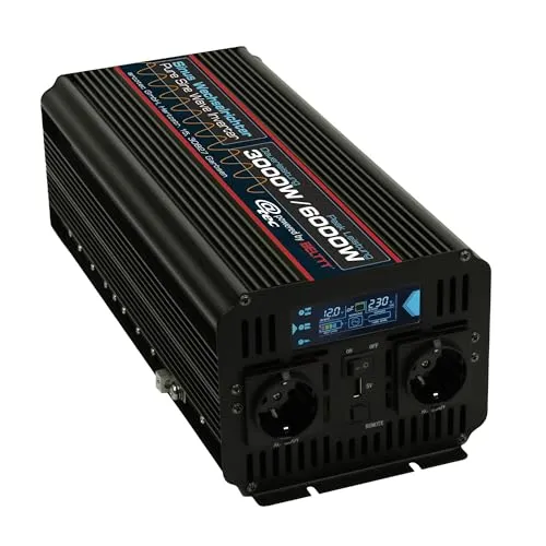 @tec Reiner Sinus Wechselrichter 3000W - 12V auf 230V - Wechselrichter mit reiner Sinuswelle für Haushaltsstromqualität. Ideal für Wohnmobile und Camping, mit 3000W Dauerleistung und 6000W Peakleistung für anspruchsvolle Geräte.