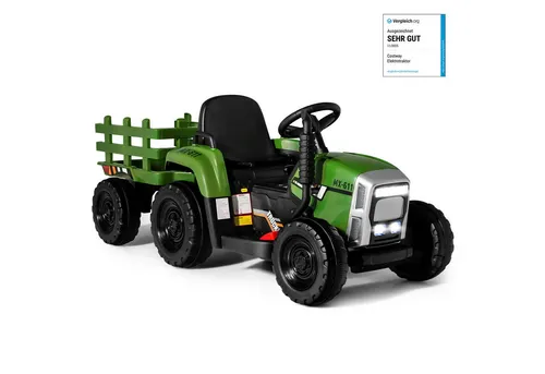 COSTWAY 12V 3-Gang Traktor mit Anhänger