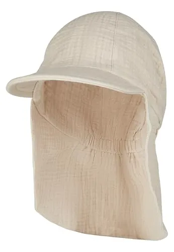 Sterntaler Schirmmütze Nacken Musselin - Beige, Größe 51 - Leichte Schirmmütze aus Baumwoll Musselin (Bio) mit Nackenschutz. Ideal für sonnige Tage, bietet einen hohen UV-Schutz und hohen Tragekomfort für Babys und Kinder.