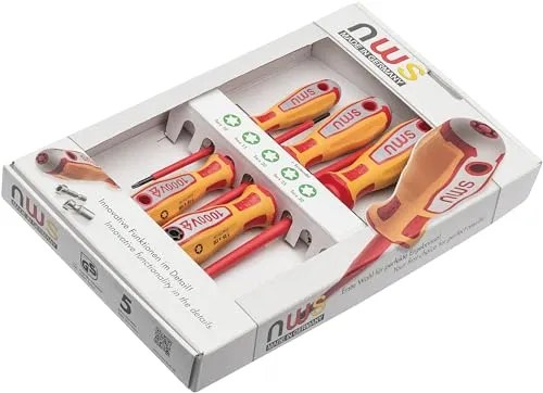 NWS VDE Schraubendreher-Satz 096T-6, Torx (TX) + System-Bit - Schraubendreher-Satz mit ergonomischem Design für maximalen Komfort und präzise Kraftübertragung, ideal für professionelle Anwendungen und Heimwerkerprojekte.