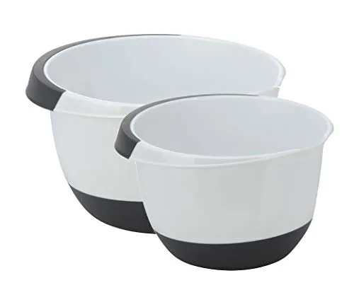 Spetebo Rührschüsseln 2er Set - 3,5 l und 2 l - Kunststoff Schüssel mit Stoppboden - Spülmaschinenfest