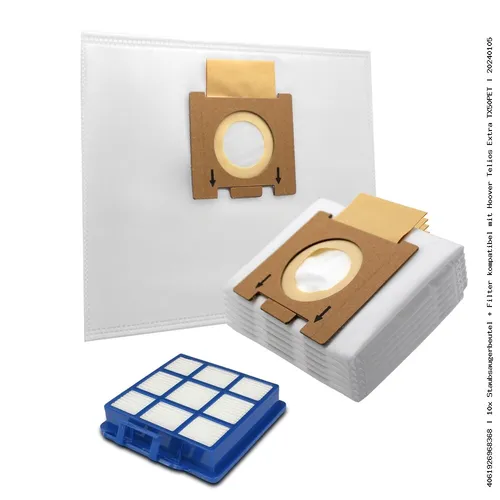 10x Staubsaugerbeutel + Filter kompatibel mit Hoover Telios Extra TX50PET
