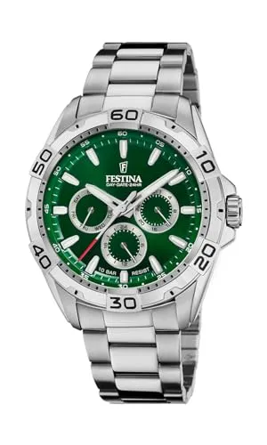 Festina Herren Sportuhr F20623/3 - Edelstahl, Grün & Silber - Herrenarmbanduhr mit präzisem Quarzwerk, 10 ATM wasserdicht und stilvollem grünen Ziffernblatt. Ideal für Sport und Alltag.