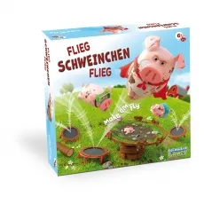 Hutter Trade Selection Spiel »Flieg, Schweinchen, flieg!« - Gesellschaftsspiel für 2-3 Spieler, ideal für Familien, mit lustigem Schweinchen-Turm und Trampolinen für spannende Spielaktionen. Spieldauer: 30-60 Minuten.