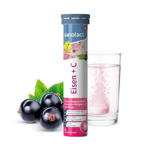 Sanotact Eisen+c Brausetabletten 20 St - Eisenpräparate mit Vitamin C für optimale Eisenaufnahme, ideal zur Stärkung von Müdigkeit und Erschöpfung.