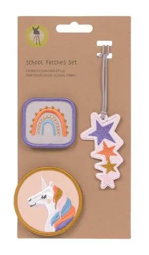 LÄSSIG Anhänger und Patches Set (3 Stk.) mit Druckknopf/School Patches Set Unicorn