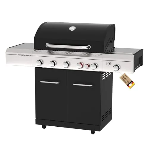 Megamaster 5B Lux Gasgrill - Grills mit 5 +1 Brennern und 26KW Leistung, inklusive Turbobrenner und Grillthermometer für präzises Grillen. Ideal für BBQ-Liebhaber.